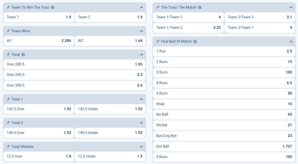1xbet cricket bets