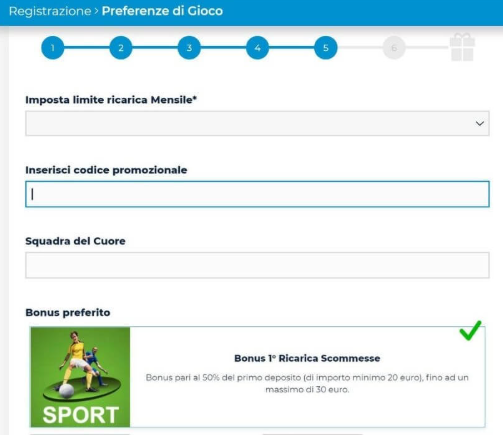 Inserisci il codice promozionale AdmiralBet