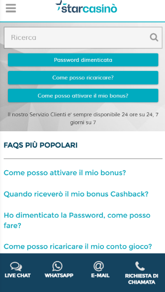 starcasino Supporto clienti
