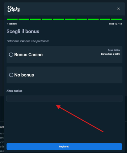 Codice bonus stake