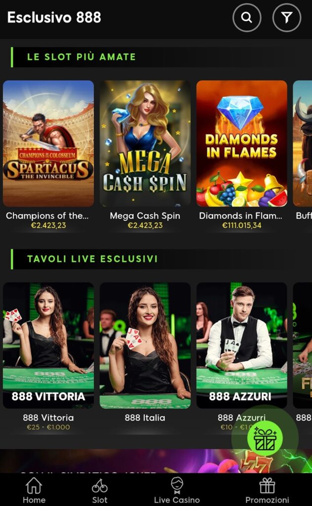Giochi disponibili su 888Casinò
