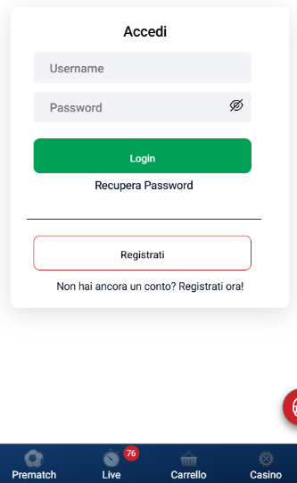 Marathonbet Scegli le credenziali e accedi
