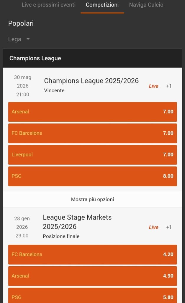 Bonus di benvenuto e offerte