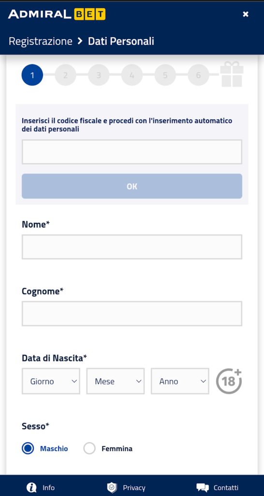 Registrazione classica su Admiralbet: tutti i passaggi da seguire