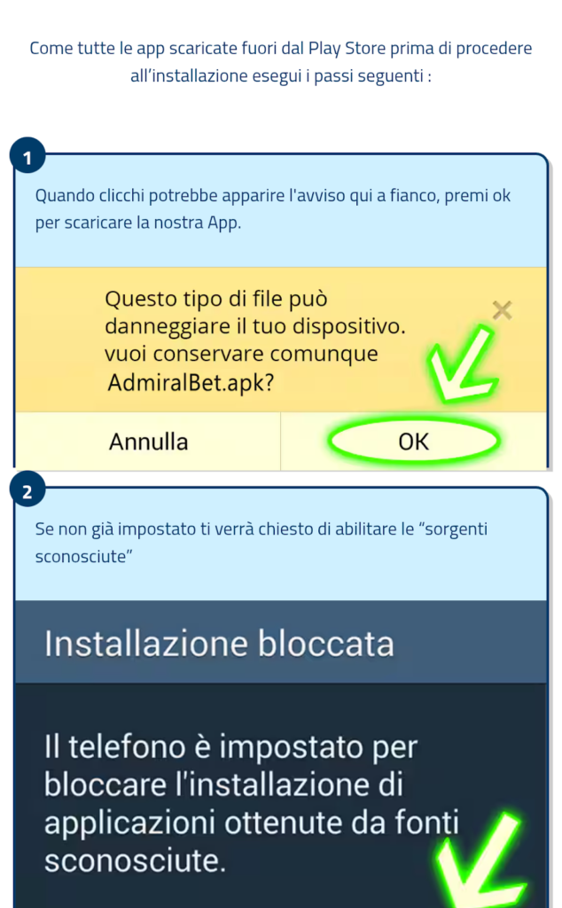 Come scaricare app Admiralbet sui dispositivi Android