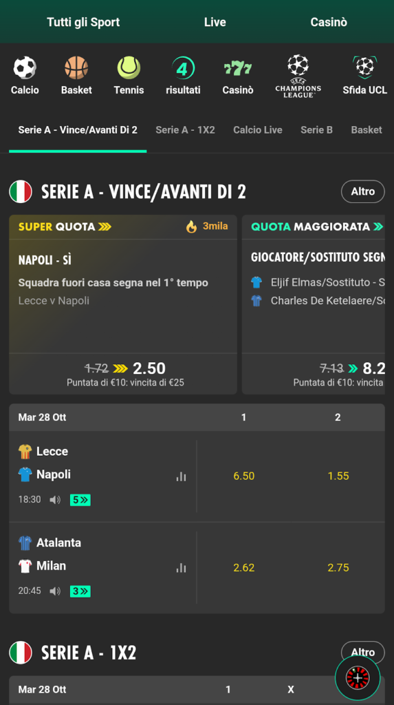 Le scommesse mobile tramite app di bet365