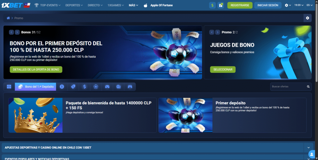 Bonos de bienvenida 1xBet Chile