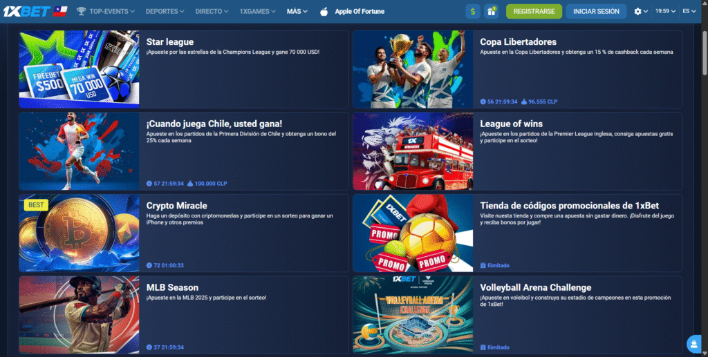 Promociones regulares de 1xBet Chile