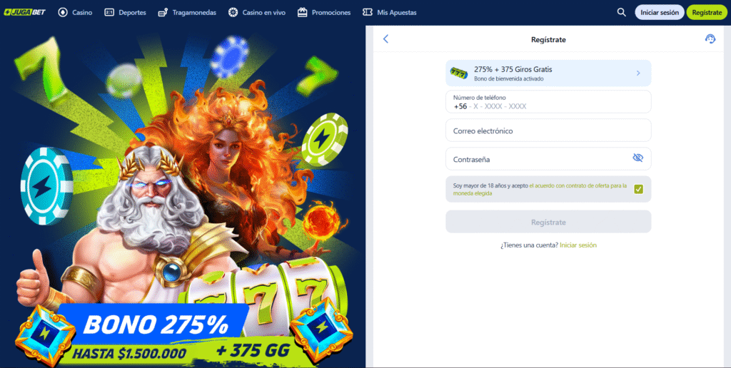 Registro JugaBet Chile