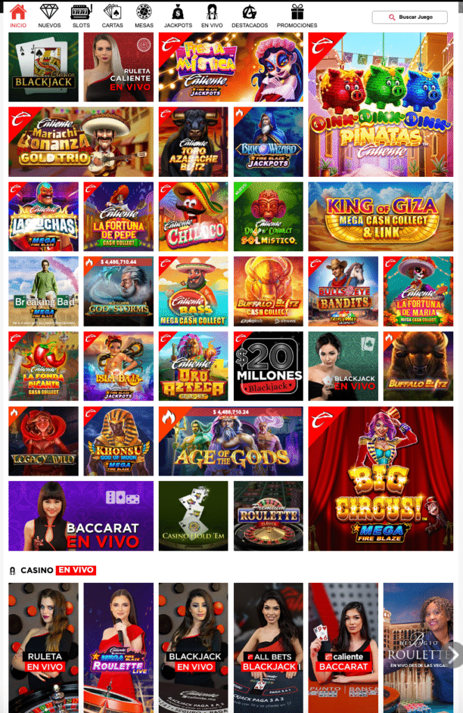 Bono de bienvenida en casino Caliente México