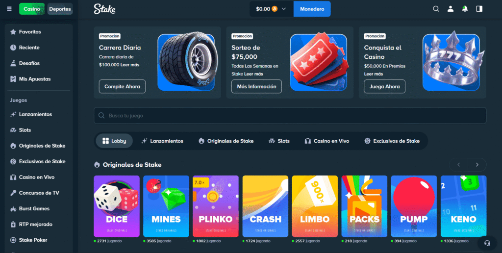 Sección Casino Stake