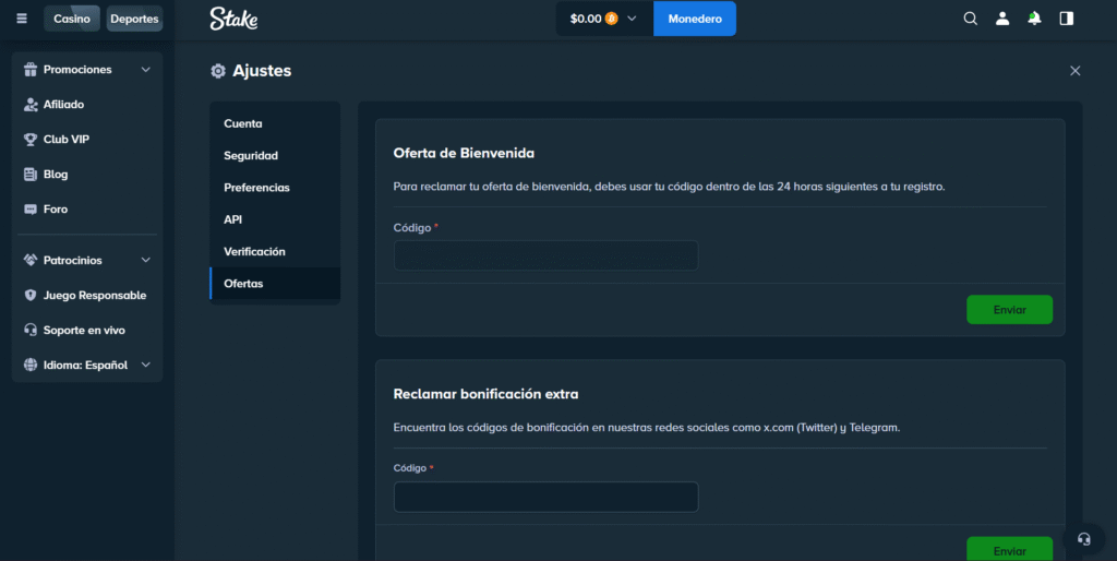 Canjear Código Stake Chile