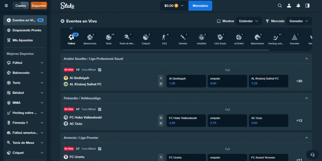 Apuestas en Vivo Stake
