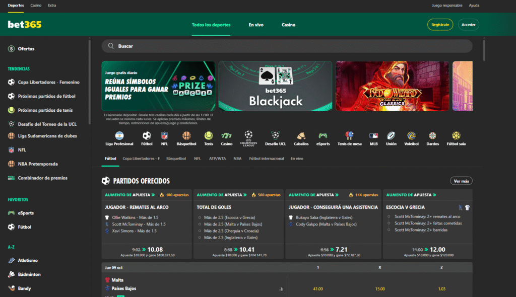 Bono de bienvenida bet365