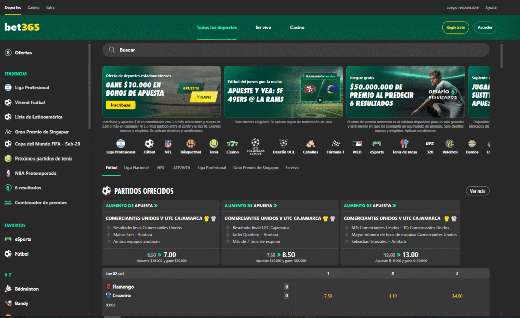 bet365 App: mayor variedad de deportes y streaming en vivo de calidad.