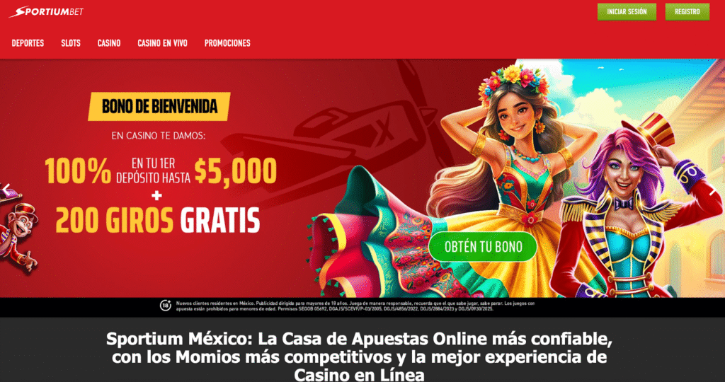 Bono de bienvenida en casino de Sportium México