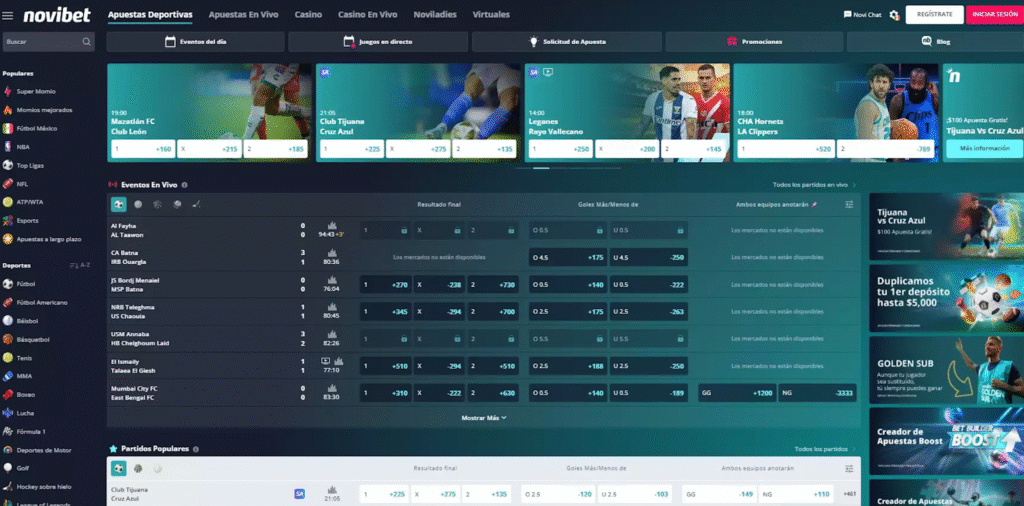 Disciplinas deportivas y juegos de casino en los que el código promocional Novibet influye