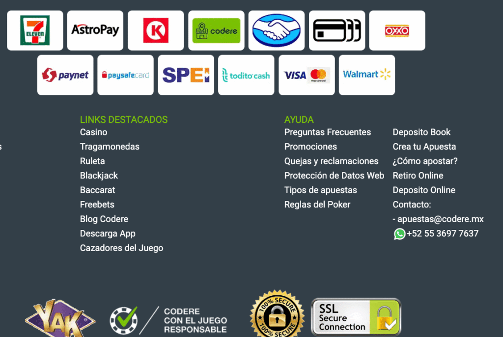 Métodos de pago disponibles en Codere