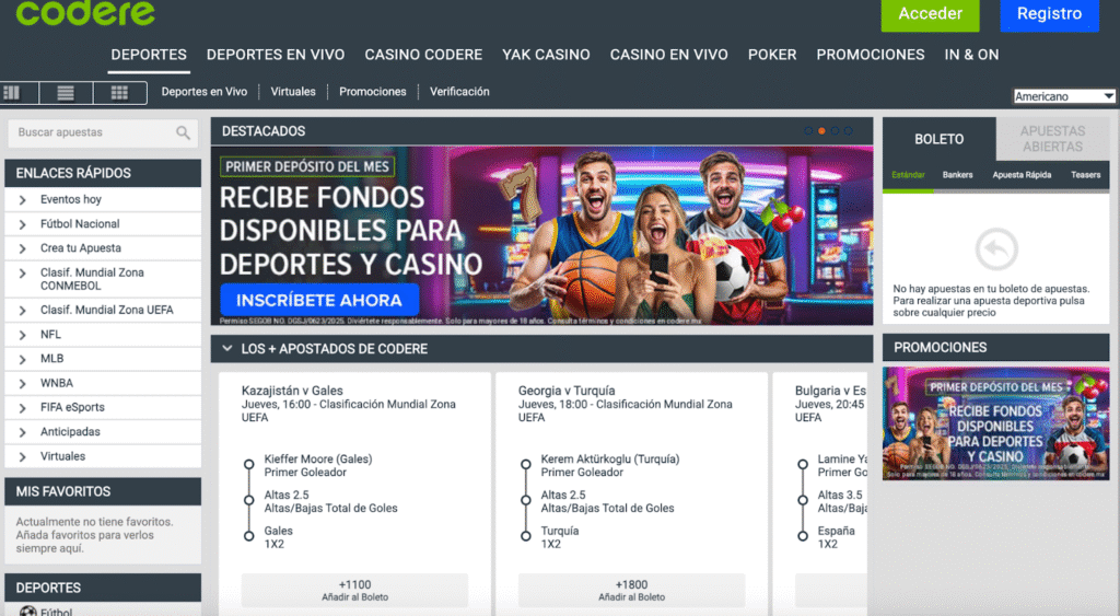 Disciplinas donde usar la promo del código promocional Codere