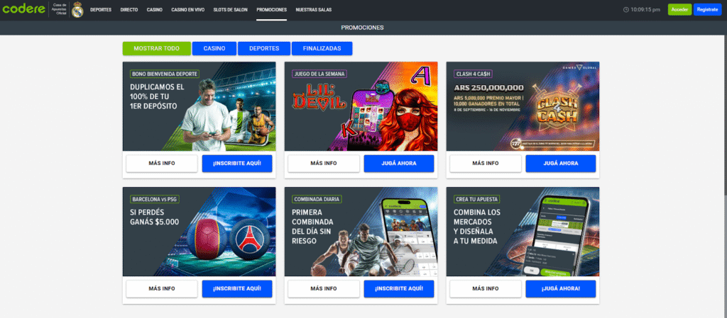 Bono de bienvenida Codere y cómo conseguirlo en la app