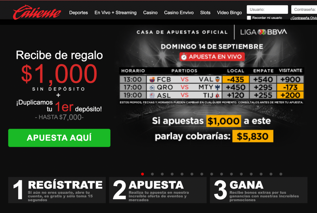 Código promocional Caliente México