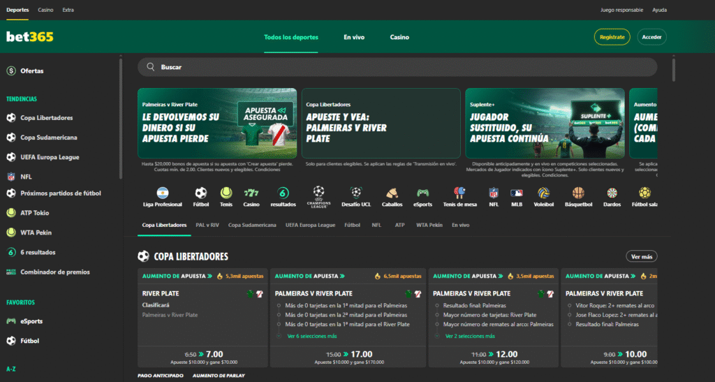 Código de bono bet365 activo en Argentina