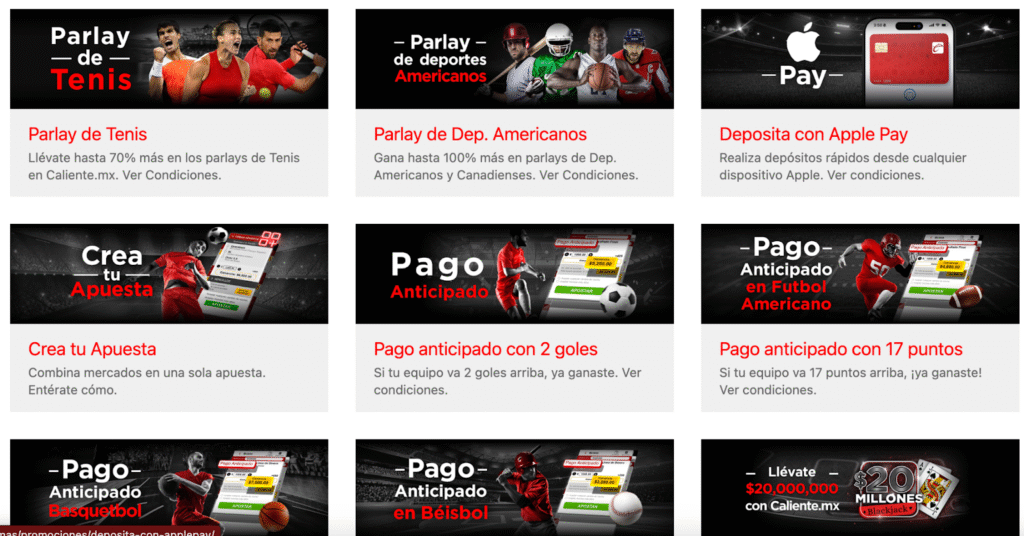 Promociones vigentes en Caliente para nuevos y habituales