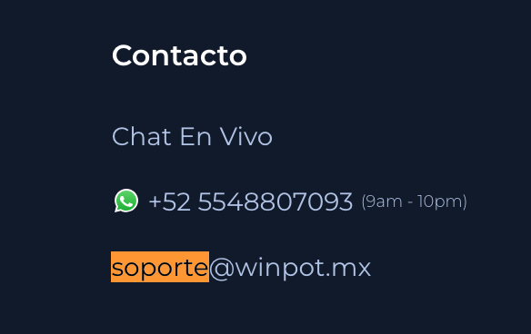 Atención al cliente en Winpot