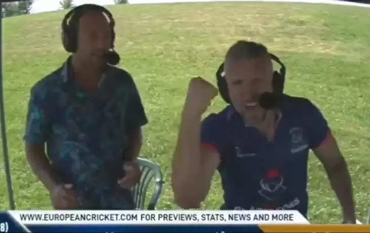 WATCH: 42-year-old Pavel Florin takes wicket, runs to commentary box and grabs microphone to celebrate