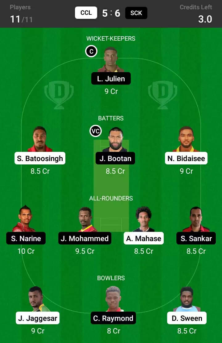 CCL vs SCK Dream11 Prediction For Trinidad T10 Blast Match 23: Playing XI, Fantasy Cricket Tips, Team, Weather Updates And Pitch Report