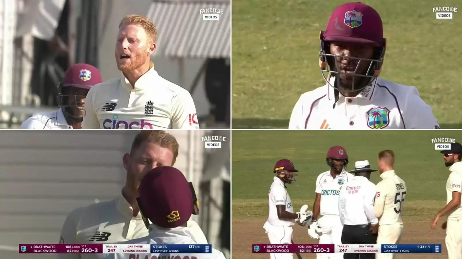 WATCH: Ben Stokes and Jermaine Blackwood engage in war of words; umpire separates pair