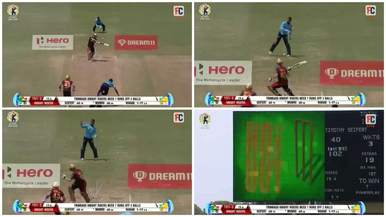 Watch: Genius running to save non-striker and steal bye from Colin Munro sets CPL game up perfectly for last ball