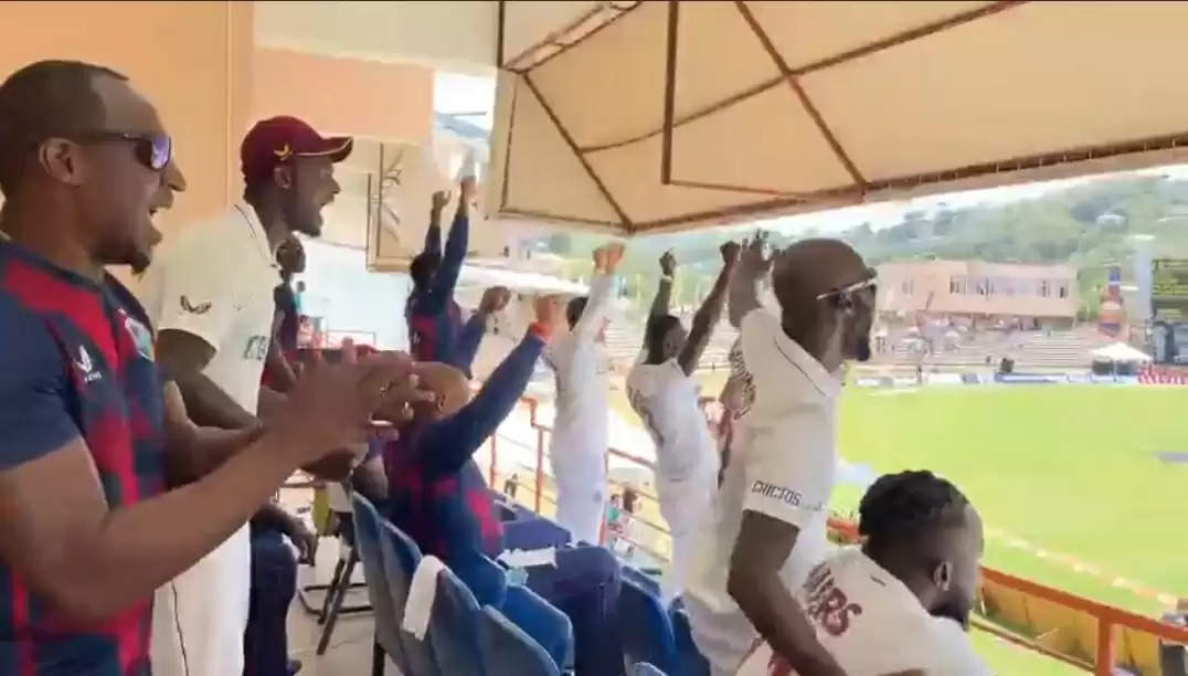 WATCH: Extra loud cheering from West Indies dressing room after series win against England