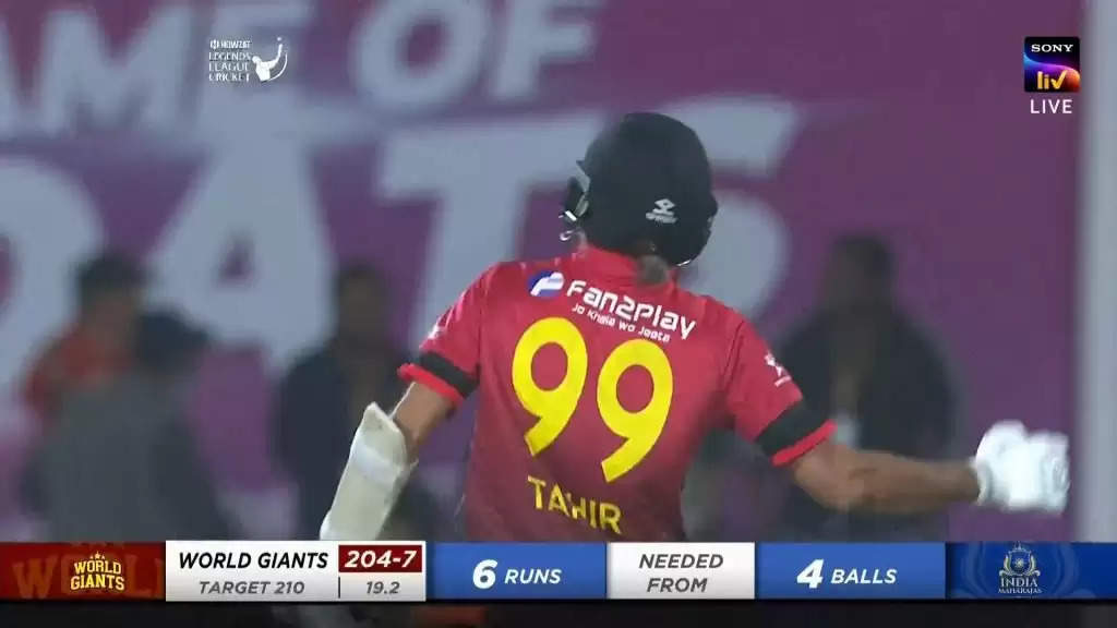 WATCH: Unbelievable scenes as Imran Tahir smashes 52* to beat the India Maharajas in Legends League Cricket 2022