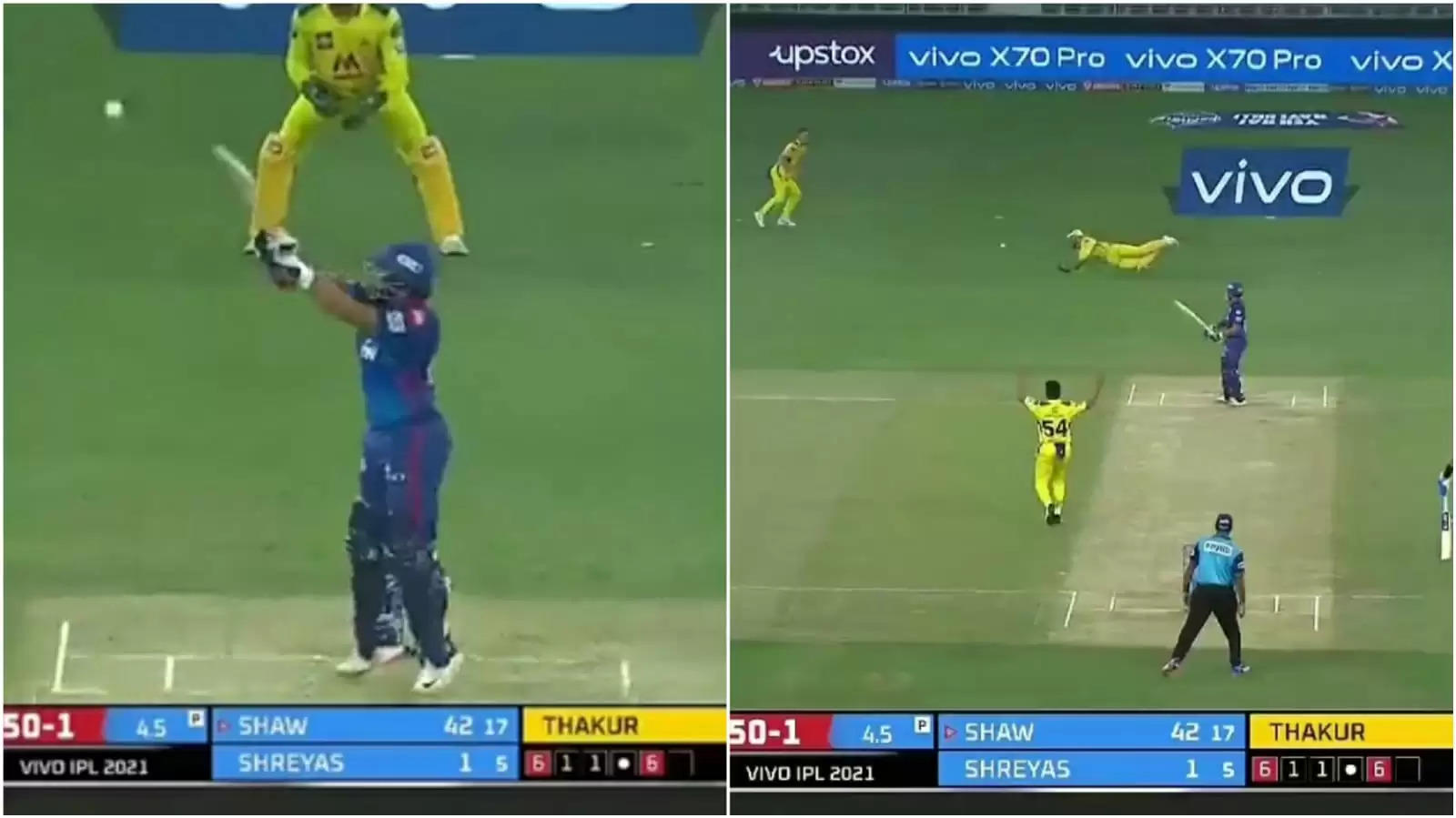 WATCH: Shardul Thakur outsmarts Prithvi Shaw with slower ball, but Dhoni drops the catch