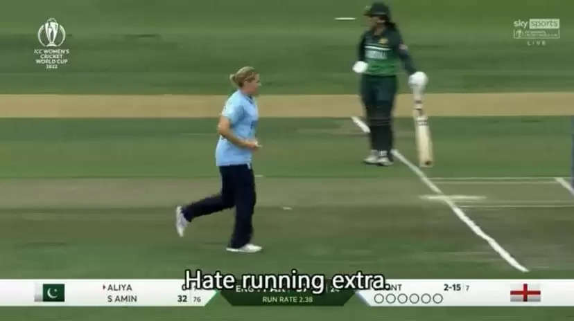 WATCH: Katherine Brunt grunts after having to shunt run up in hilarious scenes at the Women’s World Cup 2022