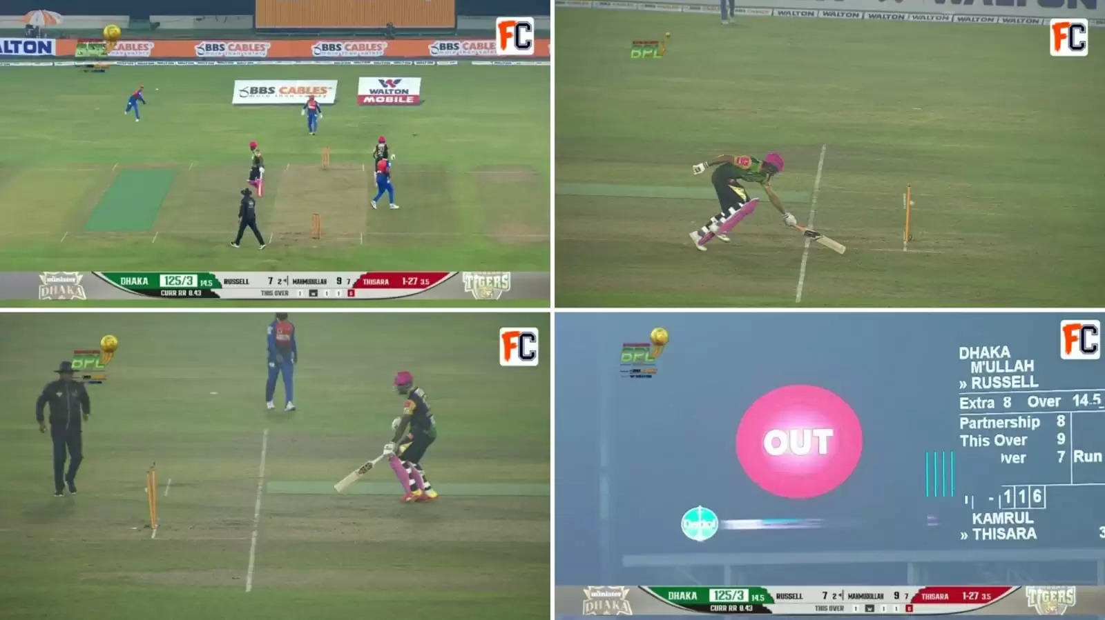Watch: Shock throw in BPL deflects off stumps & hits other to run Andre Russell out