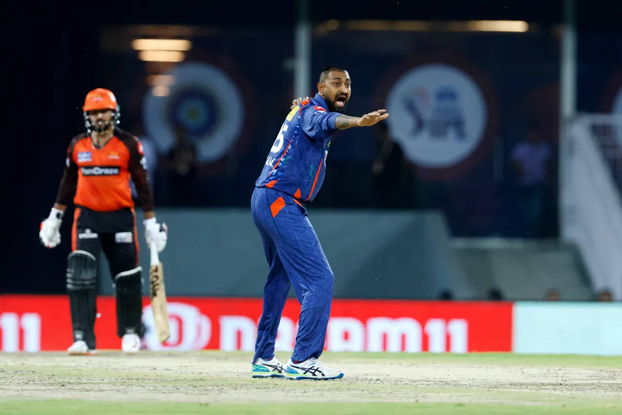 Krunal Pandya was presented with the Man of the Match award for his all-round show against SRH.