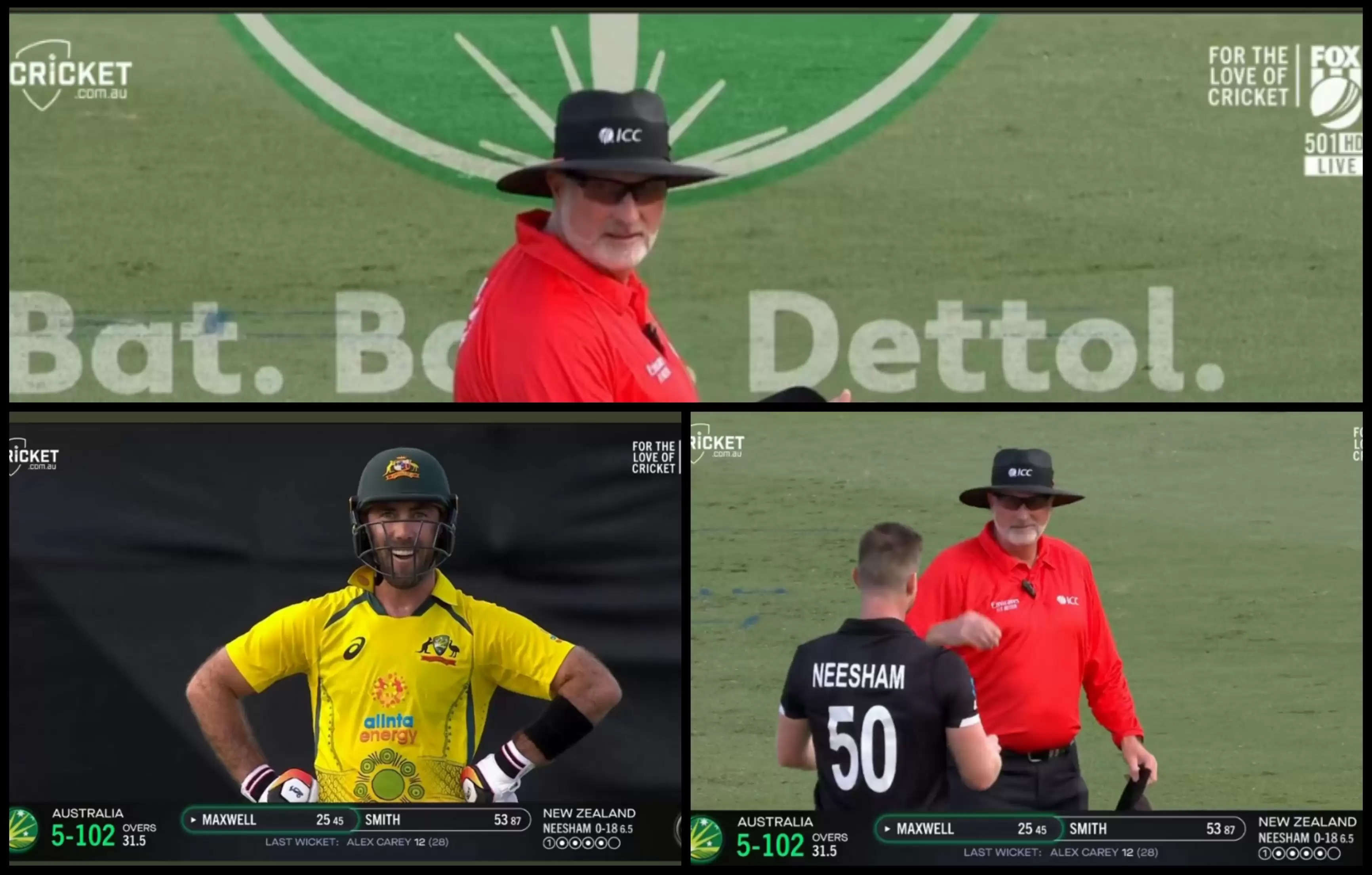 Maxwell indulges in banter with umpire 