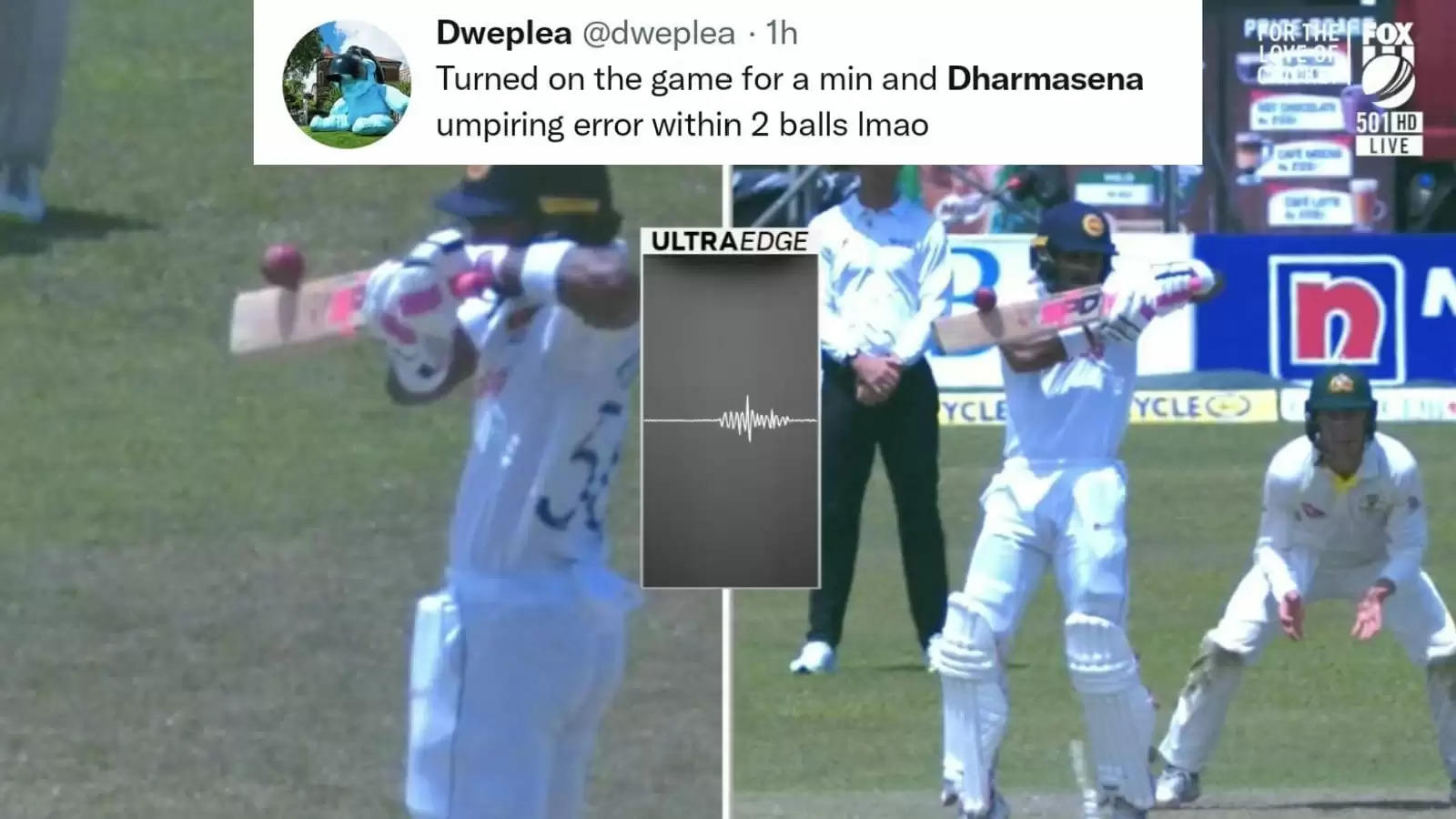 A massive error from Kumar Dharmasena cost Australia a breakthrough. 