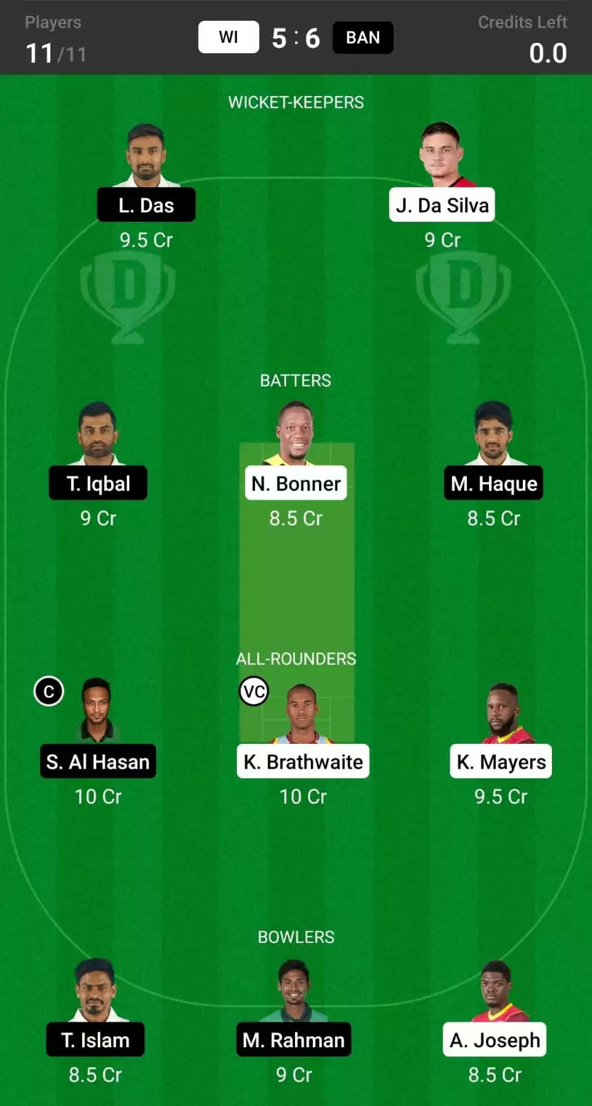 WI vs BAN Dream11 prediction for 1st Test Match