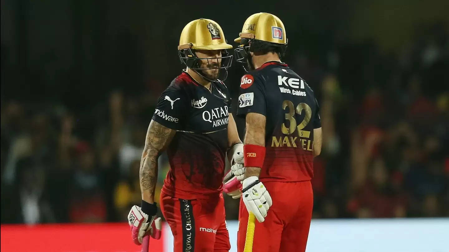 RCB's Glenn Maxwell and Faf du Plessis in action against Chennai Super Kings.