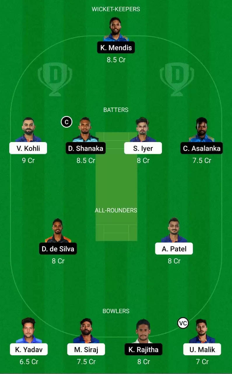 IND vs SL Dream11 Prediction 3rd ODI Mega League Team