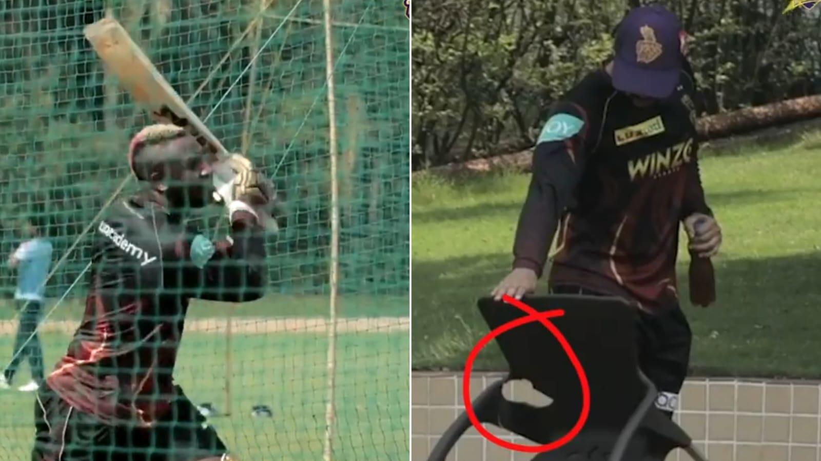IPL 2022: Andre Russell Breaks Chair With A Six During Kolkata Knight  Riders Practice Session. Watch