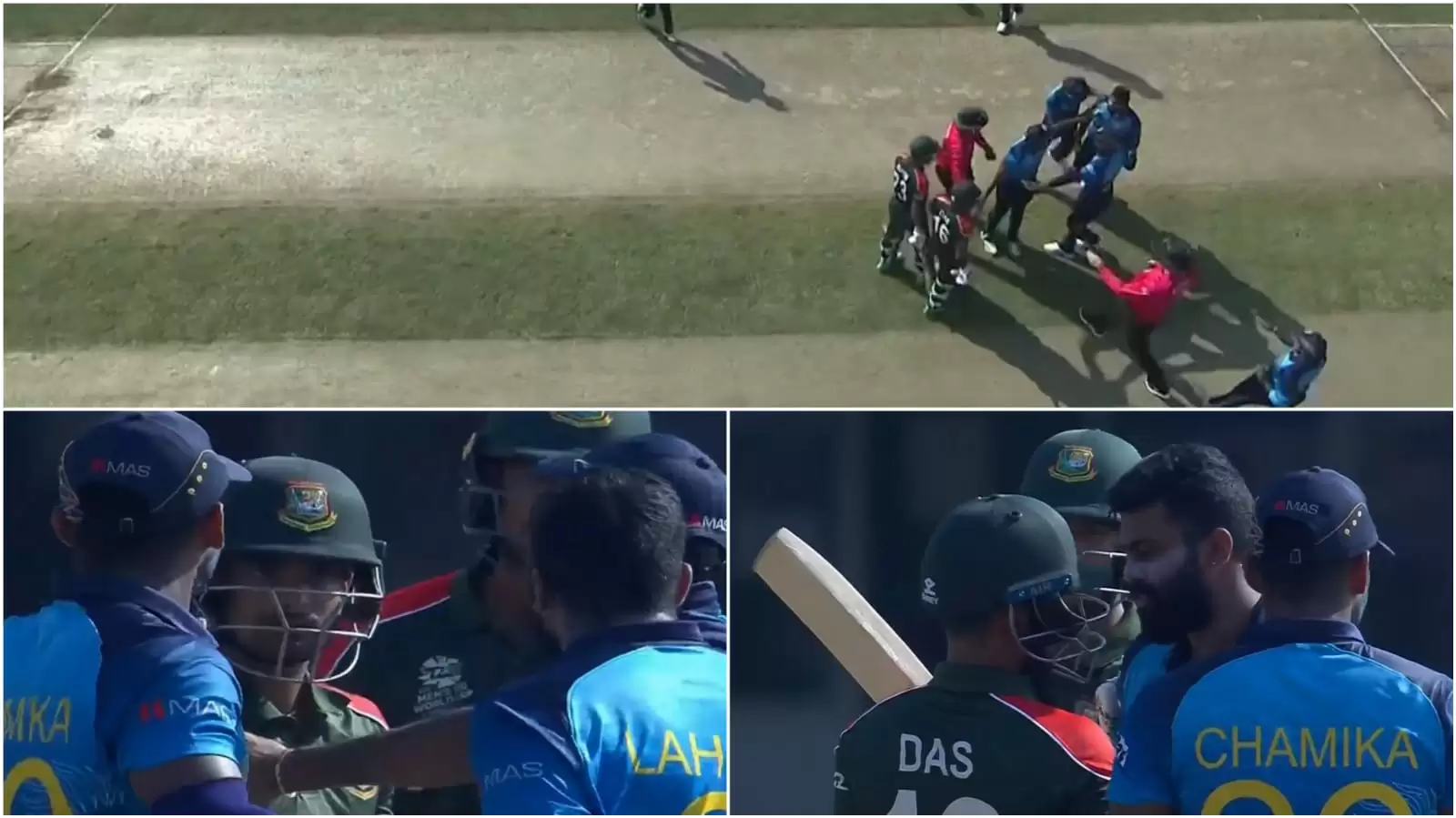 WATCH: Tempers flare as Lahiru Kumara and Liton Das nearly get into a physical fight