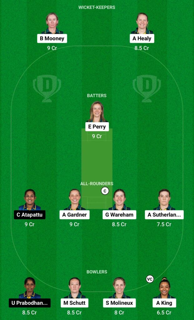 AU-W vs SL-W Dream11 Prediction Grand League Team