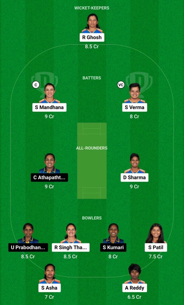 Grand League Team for IN-W vs SL-W Dream11 Contest