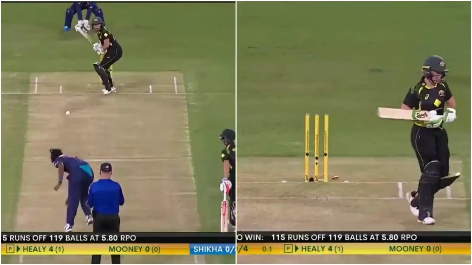 WATCH: From sixth stump to off stump: Shikha Pandey’s incredible inswinger cleans up Alyssa Healy