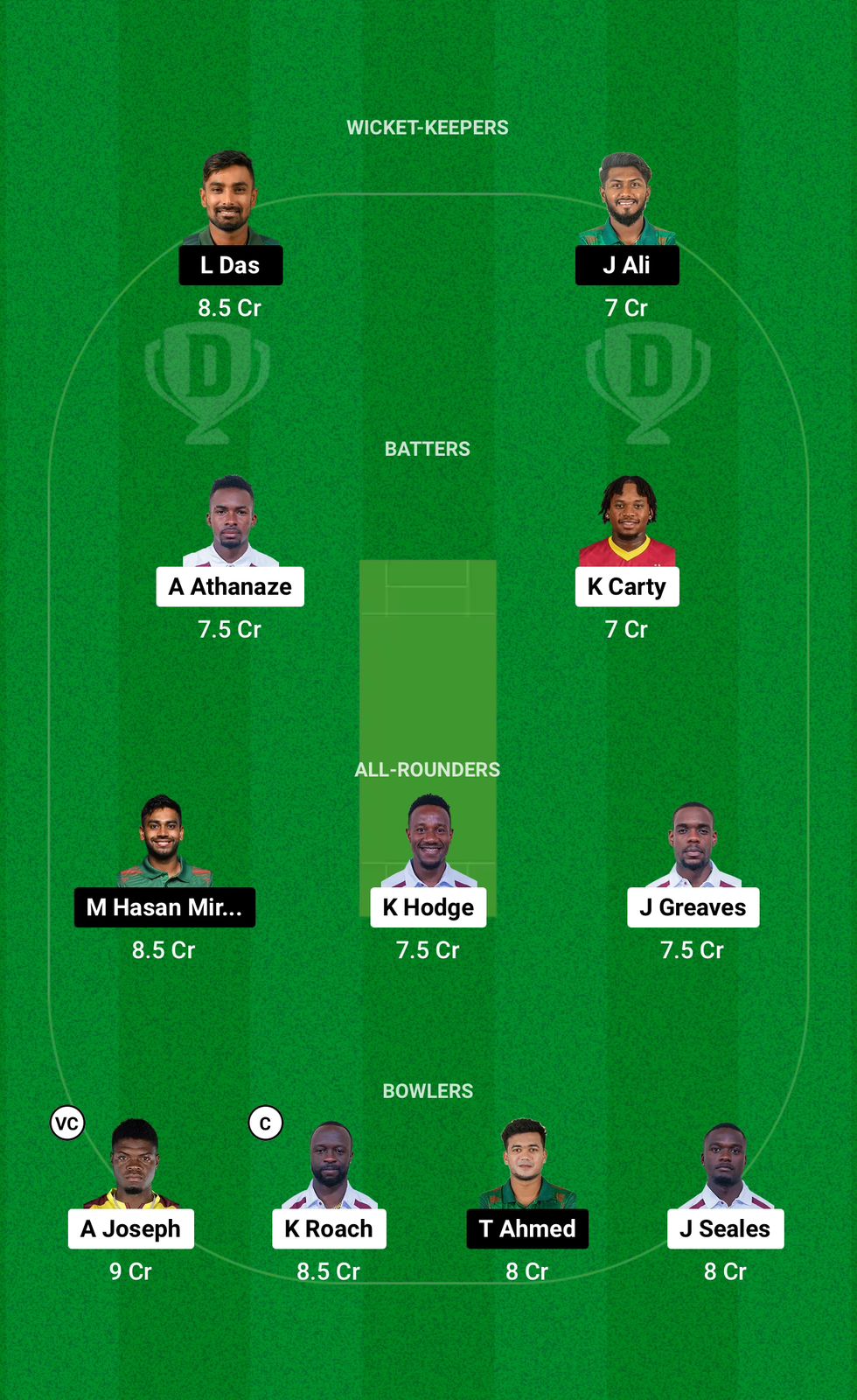 WI vs BAN Dream11 Prediction 2nd Test Match Grand League team