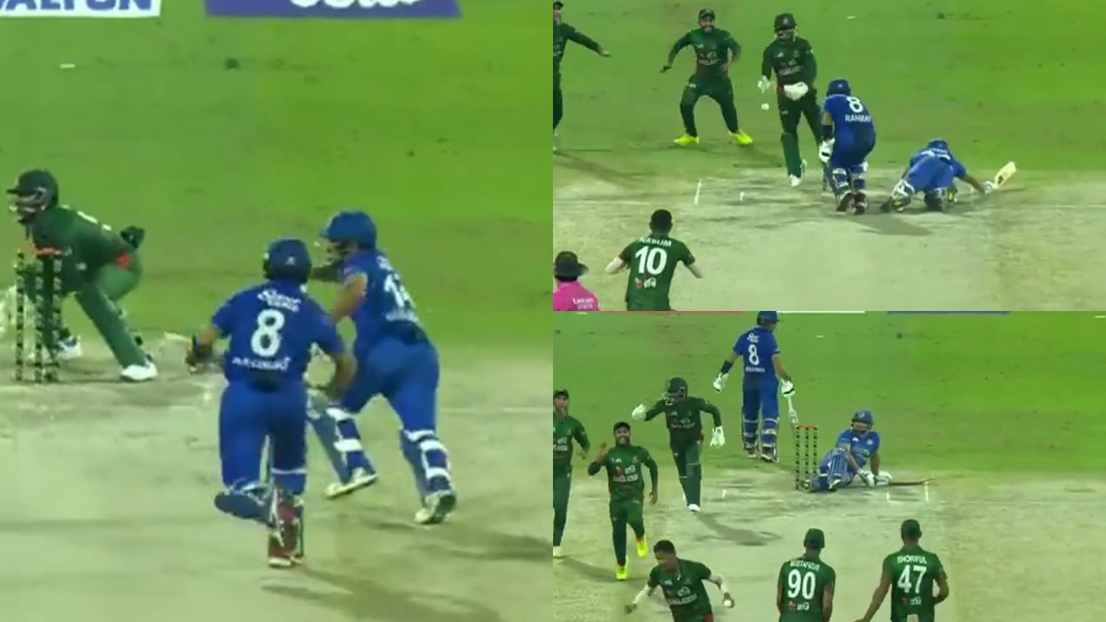 Gulbadin Naib and Rahmat Shah were involved in a comical run-out.